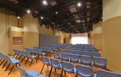 Cultural Activities Hall End Stage Setting (can place 110 movable seats)
